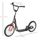 Kids Kick Scooter, Black, Adjustable Handlebar, Dual Rear Brakes, Inflatable Wheels - Image 3