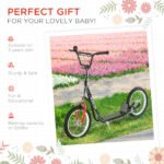 Kids Kick Scooter, Black, Adjustable Handlebar, Dual Rear Brakes, Inflatable Wheels - Image 6