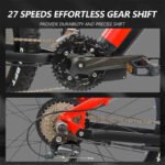 Red 500W Electric Ebike - 27.5 Inch Electric Mountain Bicycle 48V 27 Speed - Bafang Motor - Image 9