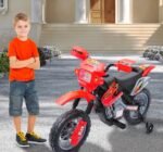 Kids 6V Electric Ride-On Motorcycle With Training Wheels, Battery-Powered, Red - Image 5