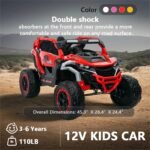 Ride On Models Truck Car 12V Kids Electric Vehicles, Remote Control, Front & Rear Shock Suspension, 2 Seater UTV, Flashlights And A Built-in Music Player, For Age 3-6 Years Old - Image 7